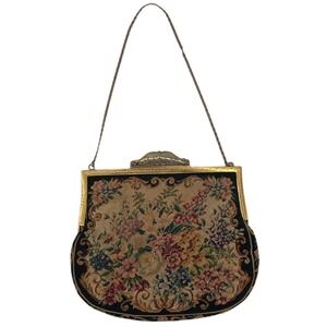 Antique Jolles Austria Purse Petit Point Floral Tapestry 1930s Orig Label